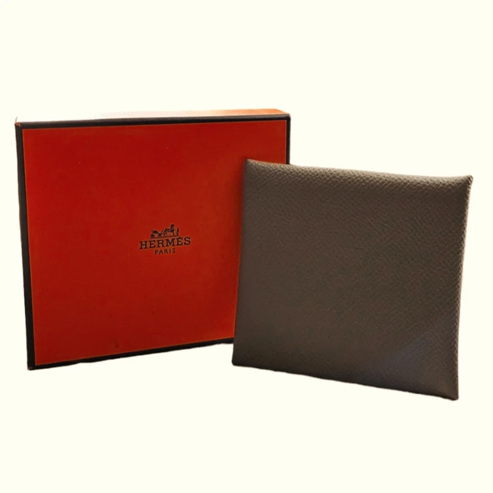 Authentic Hermes Bastia Epson Leather Change Purse Brown